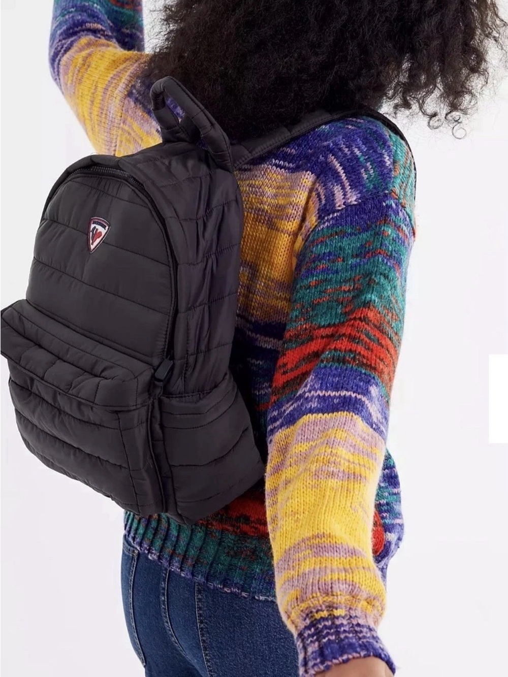 Rossignol Black Quilted Backpack with Front Pocket